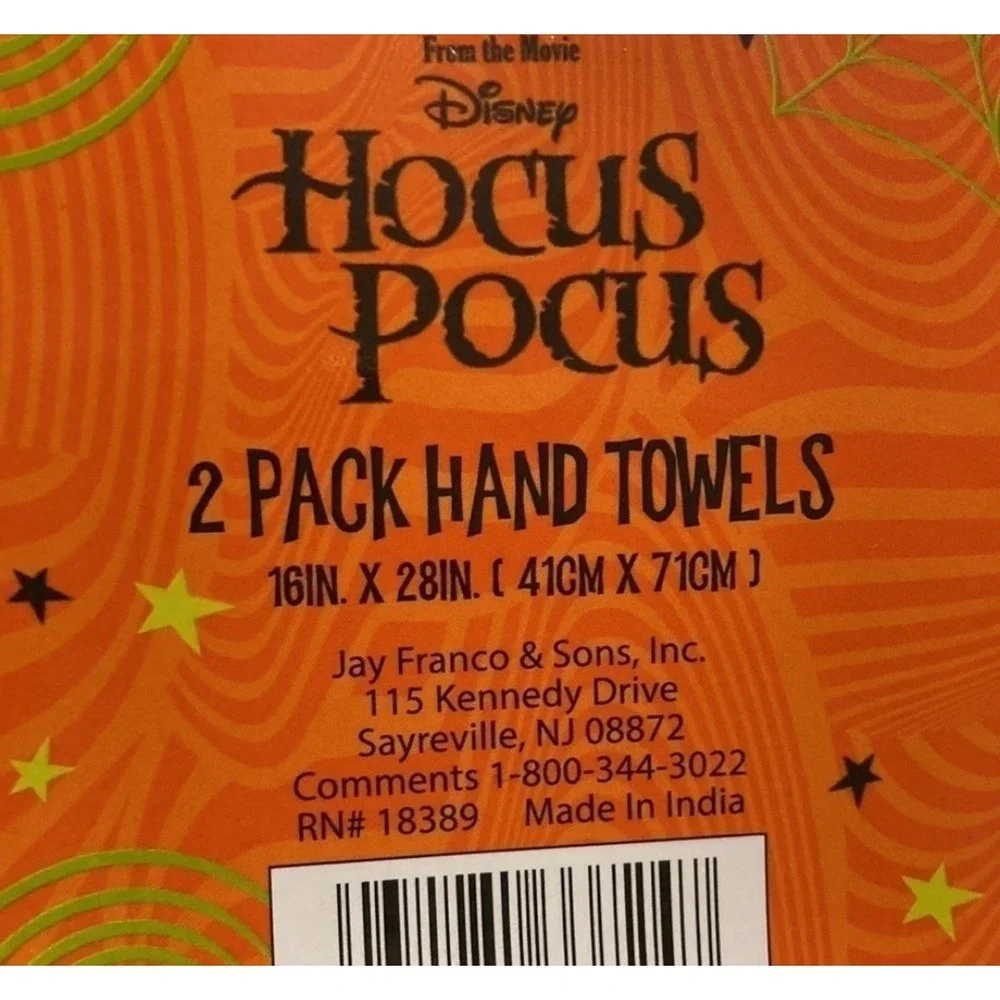 Disney Hocus Pocus‎ Orange Halloween Kitchen Hand Towels
